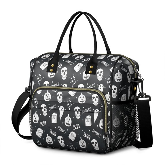 Ghost Boo Halloween Pattern Womens Lunch Box for Work,Insulated Large Lunch Bag for Tween and Teen,Loncheras Para Mujer,Leakproof Adult Lunch Bag for Work,Beach,Travel,Picnic,Camping