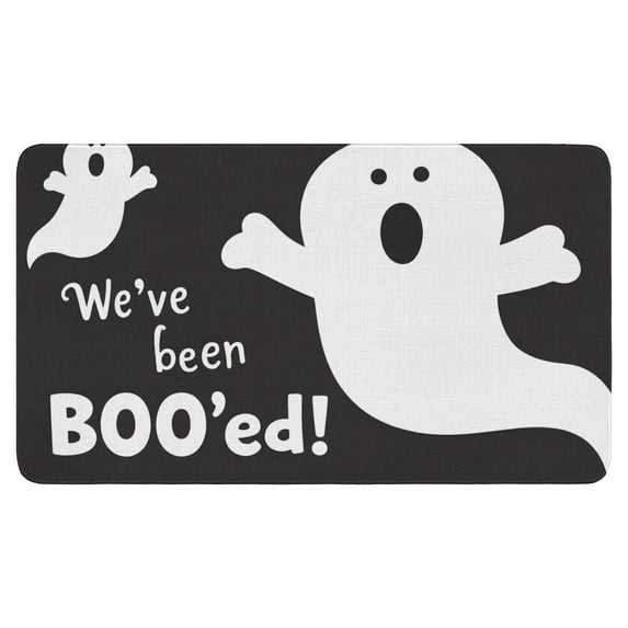 Ghost Boo Spooky Door Mat,Non-Slip Doormat Happy Halloween Floor Entryway Rug 17x30 Inch Floor Mats for Room Winter Laundry