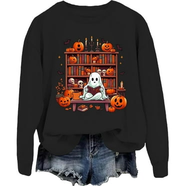 Ghost Book Reader Sweatshirt, Halloween Cute Acotar Ghost Reading Sweatshirt, Unisex Shirt