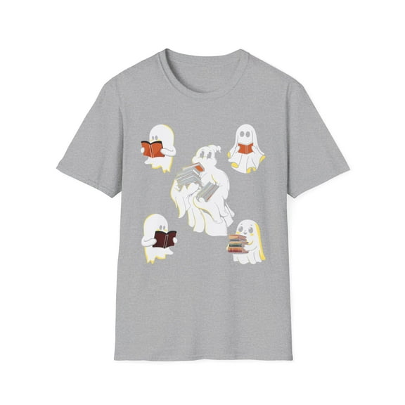 Ghost Book Reading Funny Halloween Book Reader Teacher TShirt