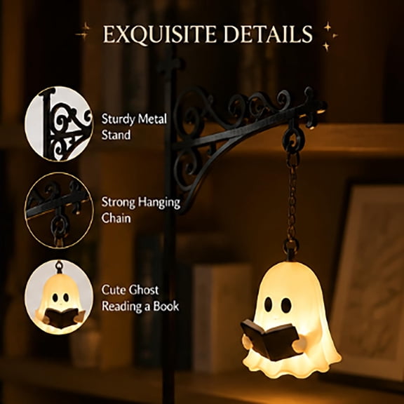 Ghost Bookshelf Gothic Book Insert Hanging Light Cute Reading Ghost Shelf Sitter Cute Indoor Bookshelf Decor