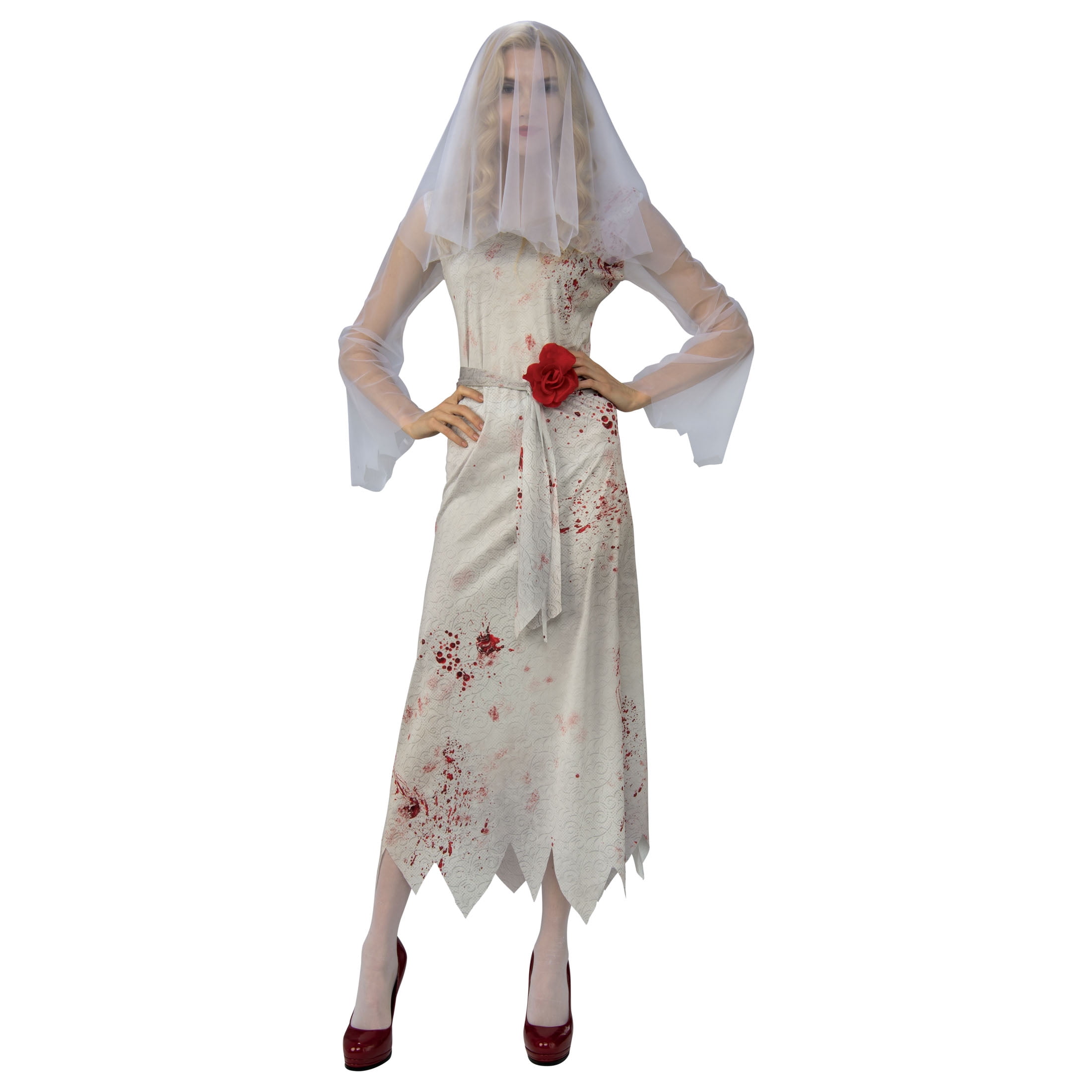 Way to Celebrate Ghost Bride Costume for Adults, Womens Large