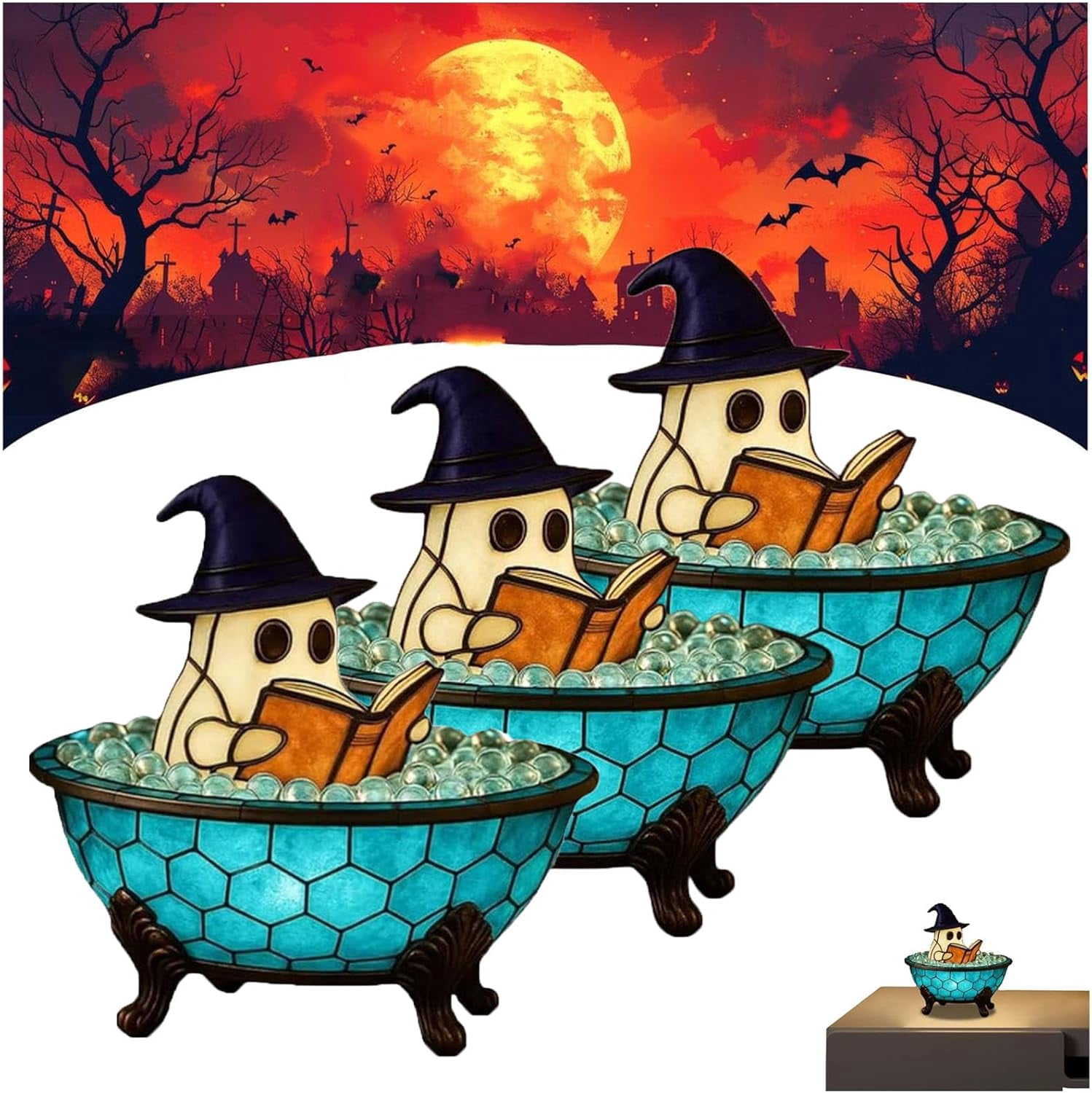 Ghost Bubble Bath Lamp – Halloween Night Light With Color-Changing LED, Cute Ghost In Bathtub Decor For Bathroom, Bedroom, Or Halloween Gifts