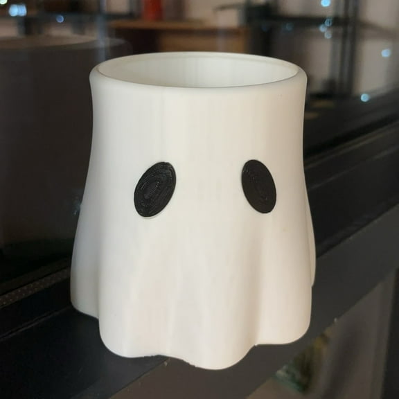 Ghost Bucket Decor, 5.5*5.1" Halloween Ghost Planter,Ghost Vase,Air Fern Display Stand Decor for Home Office Tabletop Decorations, Halloween Cute Ghost Vase for Indoor Outdoor Home Decor
