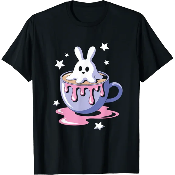 Ghost Bunny Coffee Kawaii Gothic Cute Pastel Goth T-Shirt