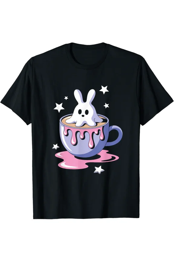 Ghost Bunny Coffee Kawaii Gothic Cute Pastel Goth T-Shirt