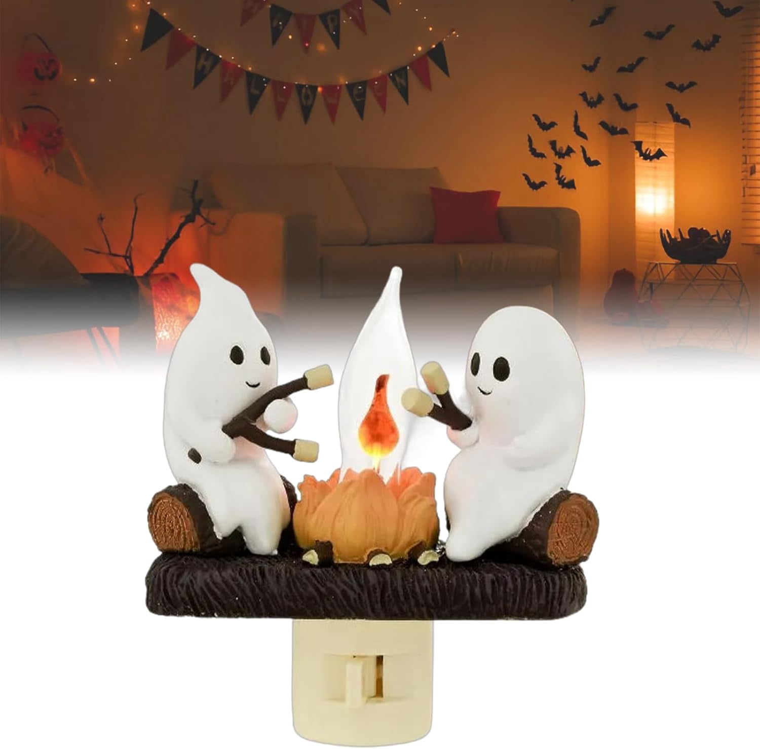 Lampada Notturna A Forma Di Fantasma Che Legge - Decorazione Halloween, Luce Calda, Batteria, 8 Pollici