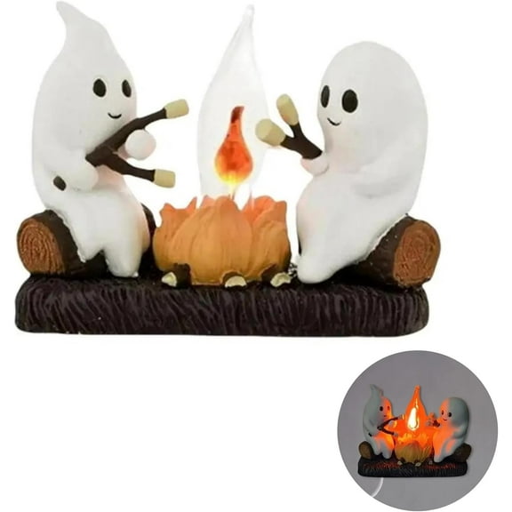 Ghost Campfire Flickering Nightlight,3D Spooky Fire Marshmallow Night Light,LED Ghosts Campfire Flicker Flame Night Light,Flickering Ghost Nightlight,Funny Halloween Nightlight Decor (USB-1PCS)