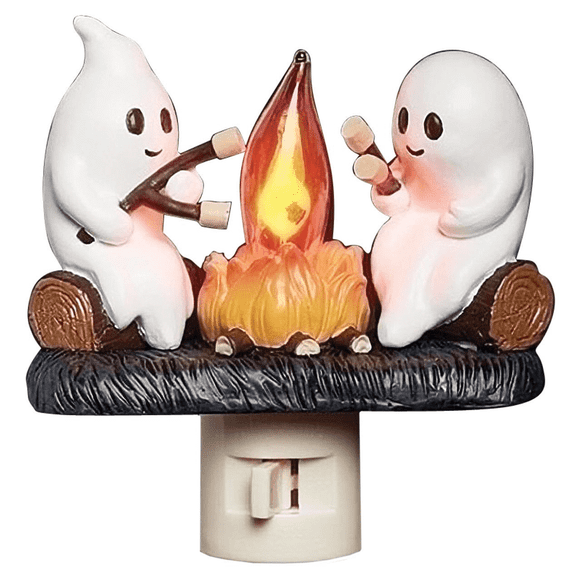 Ghost Campfire Flickering Night Light Halloween Fake Flameless Fire Indoor Decor Cute Spooky Gift for Kids & Family