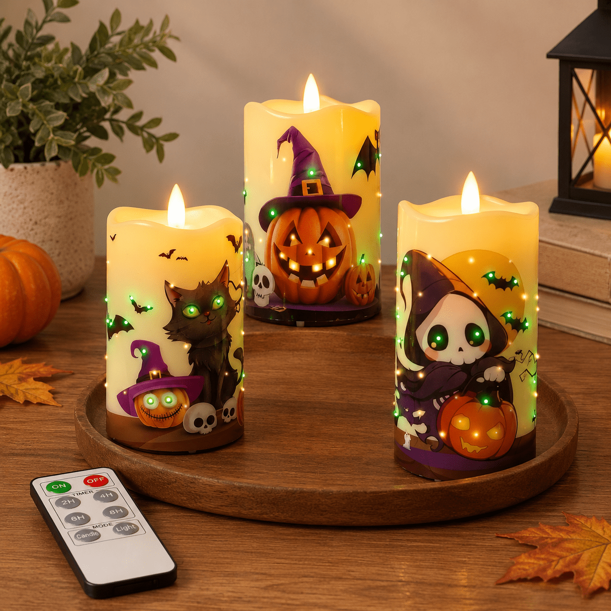 Command Candles Ghost Candles with Remote Control, Fiber Optic LED Lights, 9.37 x 6.57 ...