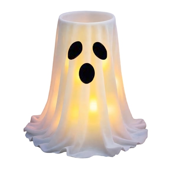 Ghost Candy Holder Light Up Spooky Ornament Glowing Halloween Party Favor Treat Container Indoor Outdoor Tabletop Porch Yard Home Accent Decoration Prop,G