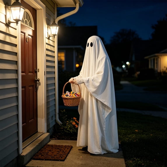 Ghost Cape Halloween Costume Set Hooded Cloak Cape for Spooky Role Play Party Performance Family Matching Trick or Treat Events Outfits White