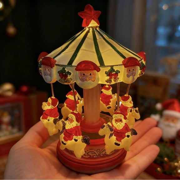 Ghost Carousel Lights - Halloween Rotating Night Light, Spooky Indoor Decor with LED, Battery Powered Spin Carousel for Home, Party, Festive Decoration