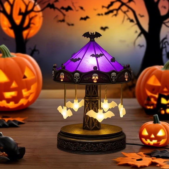 Ghost Carousel Lights, Plug-in Automatic Carousel,Ghost Night Light Up Kit, Halloween Spooky Ghost Carousel Lamp Decorations Indoor, for Halloween Party or Gift(C)