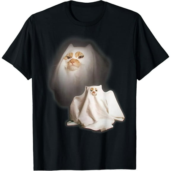 Ghost Cat Meme Funny Halloween Men Women T-Shirt
