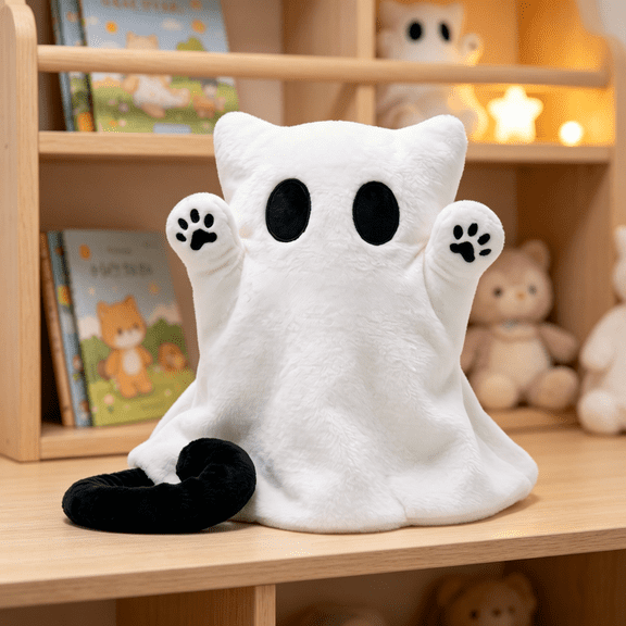 Ghost Cat Plush Toys, Halloween Plush Doll, Halloween Decorations Indoor, KidFriendly GhostCat Stuffed Animals as Sweet Holiday Gift for Children And CatLoving Plush Fans