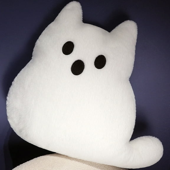 Ghost Cat Shaped Pillow, Decorative Throw Pillow Gifts, Cute Plush Room Decor,Pillows for Living Bedroom RoomWhite35*40cm