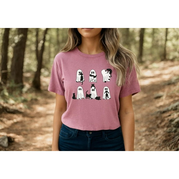 Ghost Cat T-Shirt, Cat Ghost Shirt, Cute Cat Lovers Shirt, Retro Ghost Halloween, Halloween Cat T-shirt, Spooky Season Gift,Black Cat TShirt