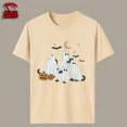 thumbnail image 1 of Ghost Cat T-shirt – Cute Retro Halloween Cat Tee – Spooky Season Gift, 1 of 1