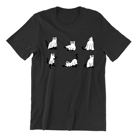 Ghost Cats Hiding Sheets Halloween Costume Pet Lovers Unisex Men's T-shirt, XL, Black