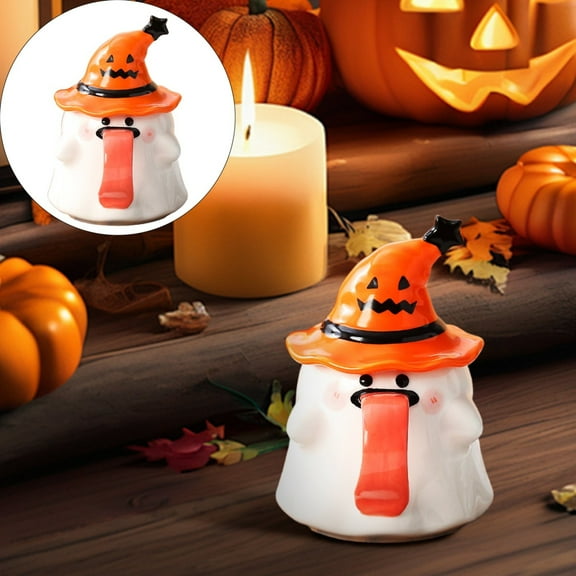 Ghost Ceramic Mug BAHalloween Cup with Witch Hat Cover Specter Cute Originality Tongue Out Mug Novelty Halloween Ceramic Tea Cup Halloween Decorations Mug for Home PresentHomnglonglong