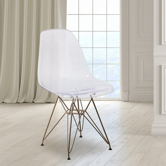 Ghost Chair with Gold Metal Base