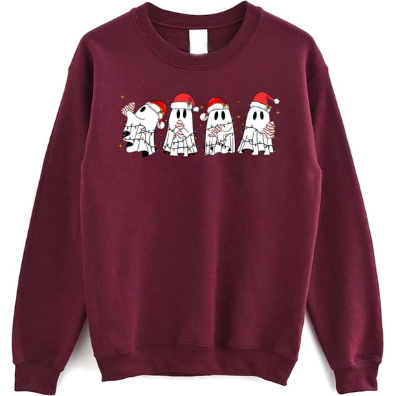 Ghost Christmas Sweatshirt - Cute Holiday Ghost Crewneck Pullover, Funny Christmas Sweater