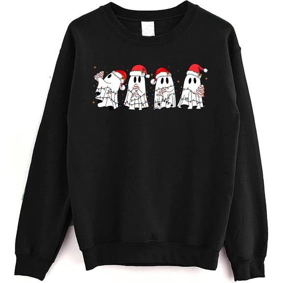 Ghost Christmas Sweatshirt - Cute Holiday Ghost Crewneck Pullover, Funny Christmas Sweater