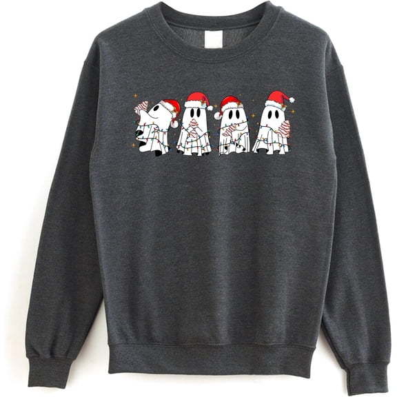 Ghost Christmas Sweatshirt - Cute Holiday Ghost Crewneck Pullover, Funny Christmas Sweater
