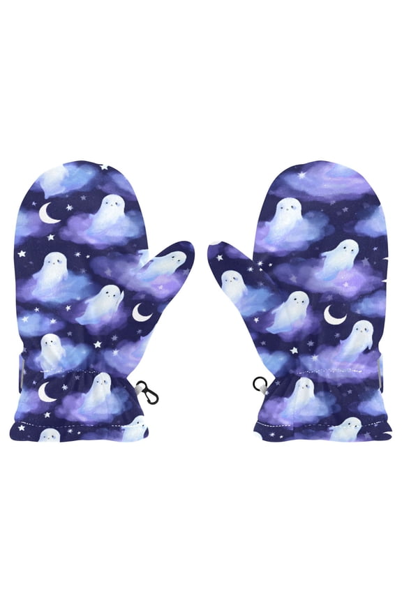 Ghost Cloud Night Cold Weather Mittens Cozy Gloves with Adjustable Fit Perfect for Outdoor Fun
