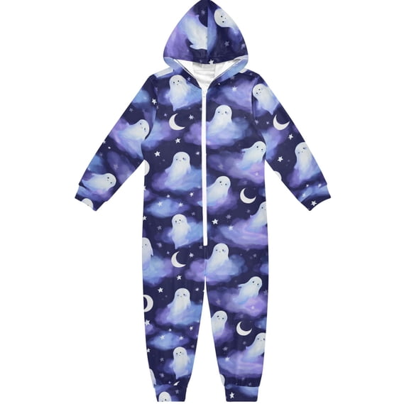 Ghost Cloud Night One Piece Pajamas Soft Jumpsuit Cozy Sleep and Play Romper Zipper and Pockets 4T