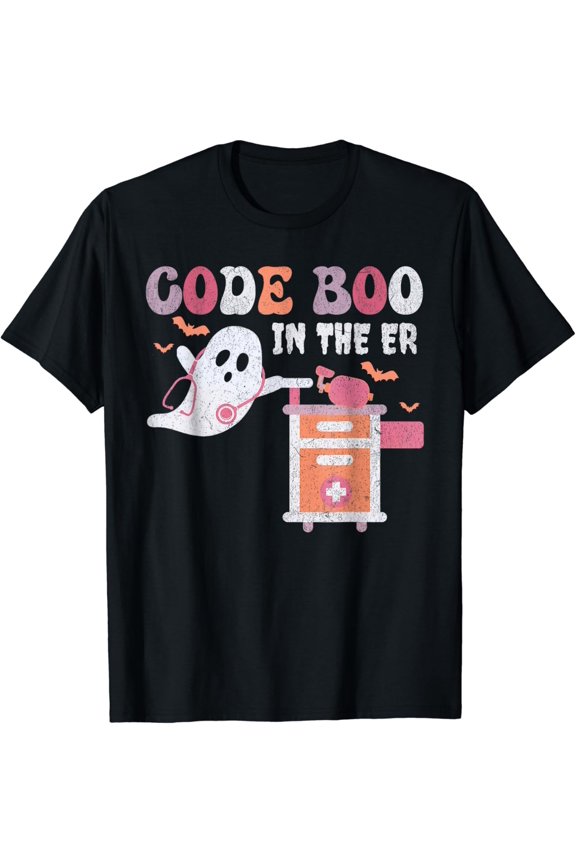 Ghost Code Boo In The Er Respiratory Therapist Halloween T-Shirt