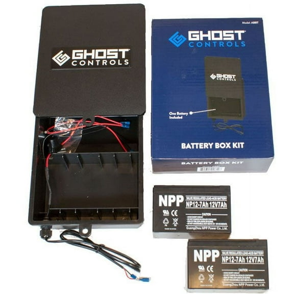 Ghost Controls® Weather Proof Battery Box Kit for Automatic Gate Openers with Battery Harness and Two (2) 12V, 7Amp Hour Batteries Included - Model ABBT2