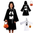 thumbnail image 1 of Ghost Cosplay, Ghost Costume, Ghost Outfit, Ghost Roleplay, Ghost Cos, Ghost Costume Ki'Ds With Pumpkin Bag Halloween Costumes, Black 110, 1 of 4