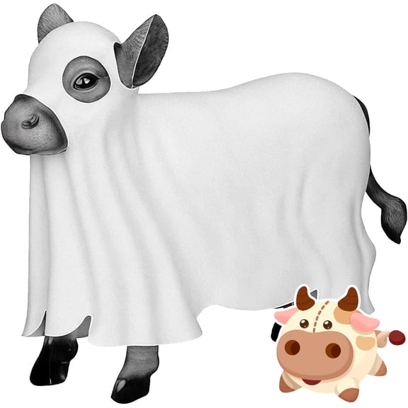 Ghost Cow Statue, Spooky Metal Ghost Cow Decorations, Halloween Craft Decoration for Outdoor Indoor Desktop Garden Yard Gifts (1pc)