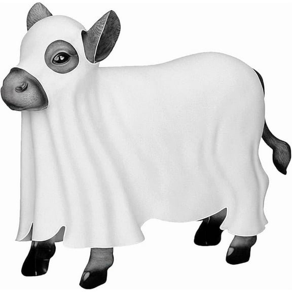 Ghost Cow Statue, Spooky Metal Ghost Cow Decorations, Halloween Craft Decoration for Outdoor Indoor Desktop Garden Yard Gifts