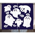 thumbnail image 1 of Ambesonne Ghost Curtains 2 Panel Set, Scary Ghost Characters Boo, 108" x 108", Dried Rose Indigo, 1 of 3
