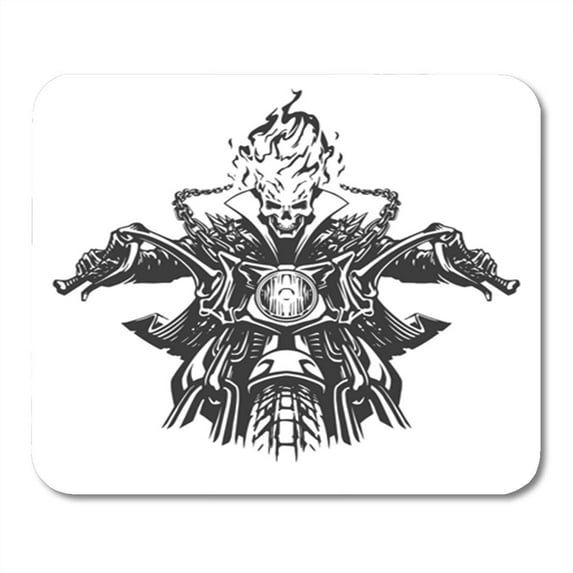 Ghost Dead Rider Skull Motorcycle Motor Motorbike Skeleton Flame Devil Mousepad Mouse Pad Mouse Mat 9x10 inch