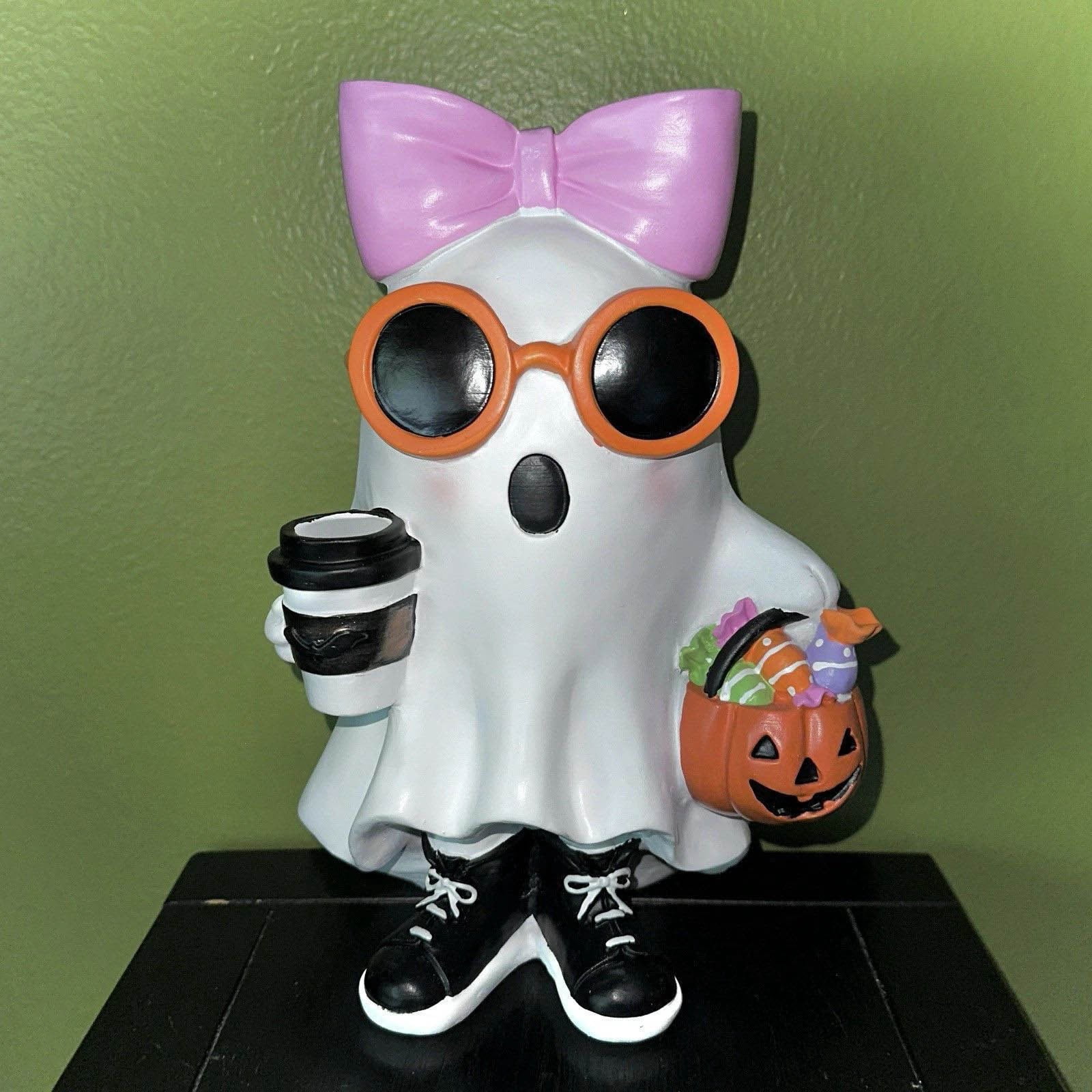Ghost Decor under $5! Yannianjz White Ghost Girl Figurine with Pink Bow ...
