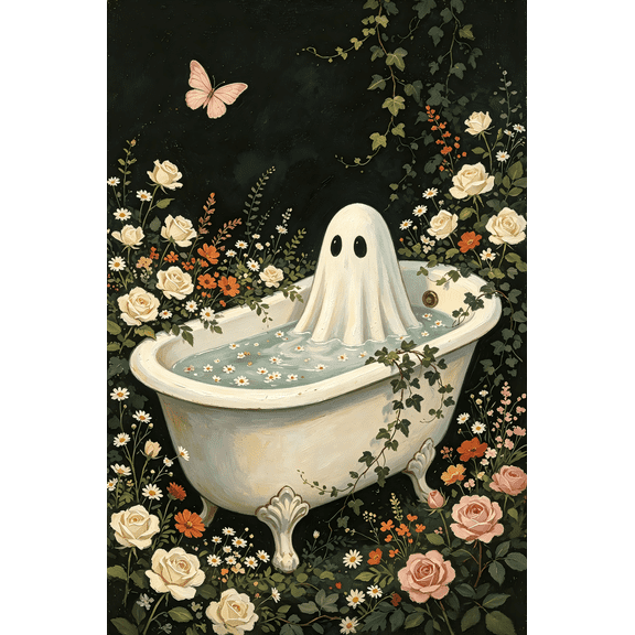 Ghost Diamond Art Kits For Adults Bathroom Halloween Diamond Painting Kits for Adults Round Full Drill DIY Gem Paintings Art Craft for Home Wall Decor Gift-8x12