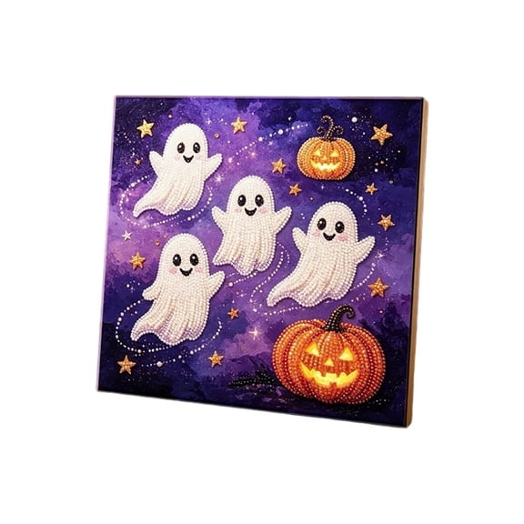 Ghost Diamond Painting Kits for Adults, 5D Retro Ghost Diamond Art Kits for Adults Beginner, DIY Full Drill Halloween Diamonds Paintings Gem Art and Crafts Kit Home Decor Gift, 7.9X7.9in