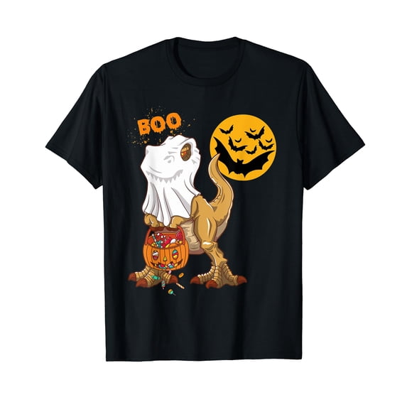 Ghost Dinosaur T Rex Funny Boo Halloween Boys Kid Men Family T-Shirt