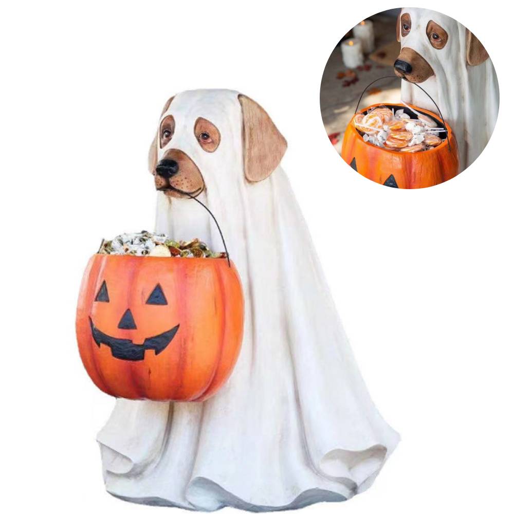 Ghost Dog Candy Bowl Holder, Halloween Dog Candy Bowl, Halloween Dog