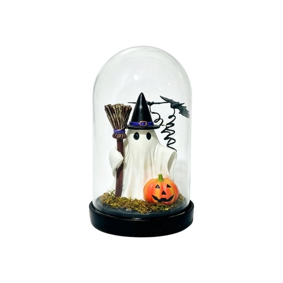 Ghost Dome Decor, Displays Spooky Scene Under Glass, Figurine Set, Shatterproof Clear Dome and Intricate Resin Details for Shelf Display, Mantel Accent, and Halloween Party.