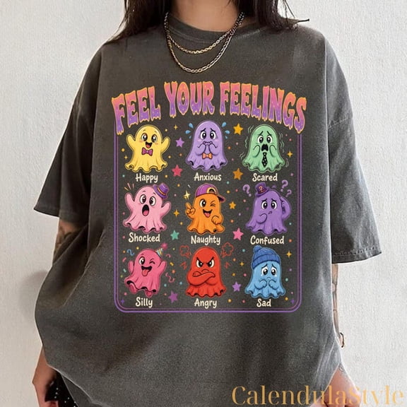 Ghost Don't Ghost Your Feelings Tshirt, Cute Mental Health Halloween Tee, Teacher Therapist Gift, Cute School Psychologist Shirt