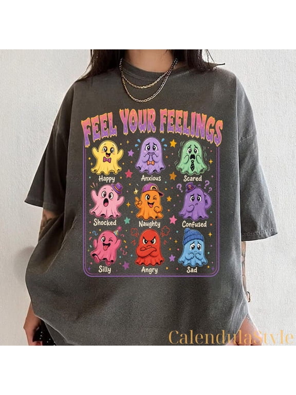 Ghost Don't Ghost Your Feelings Tshirt, Cute Mental Health Halloween Tee, Teacher Therapist Gift, Cute School Psychologist Shirt