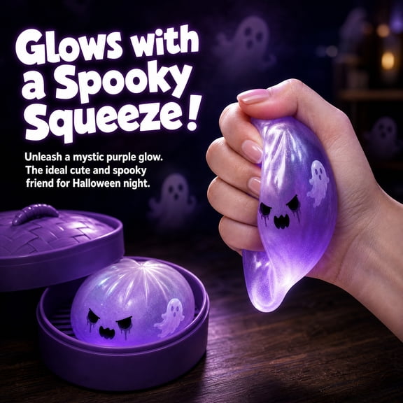 Ghost Dumpling Blind Box Squishy Toys - Collectible Ghost Edition Squeeze - Cute Sensory Desk Fidget with Reusable Steamer Basket