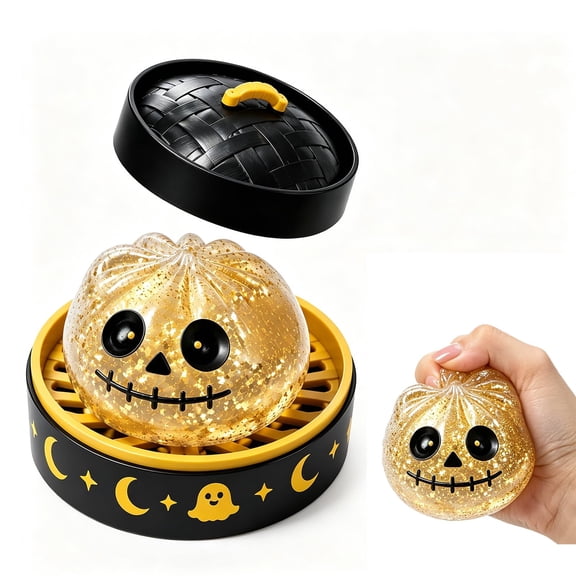 Ghost-Dumpling Squishy, Halloween Ghost-Dumpling Squishy with Steamer, Sensory Fidget Squeeze