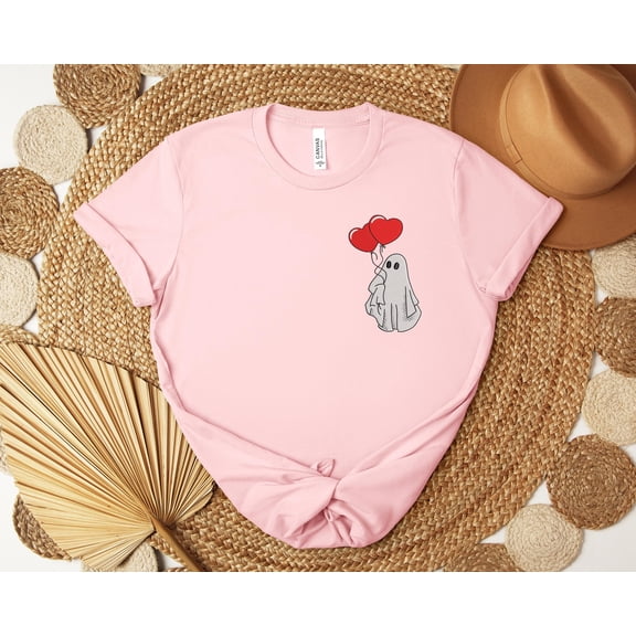 Ghost Embroidered Sweatshirt, Valentine's Day Ghost Embroidered Shirt, Valentine's Day Sweatshirt, Valentine's Day Embroidered Sweatshirt