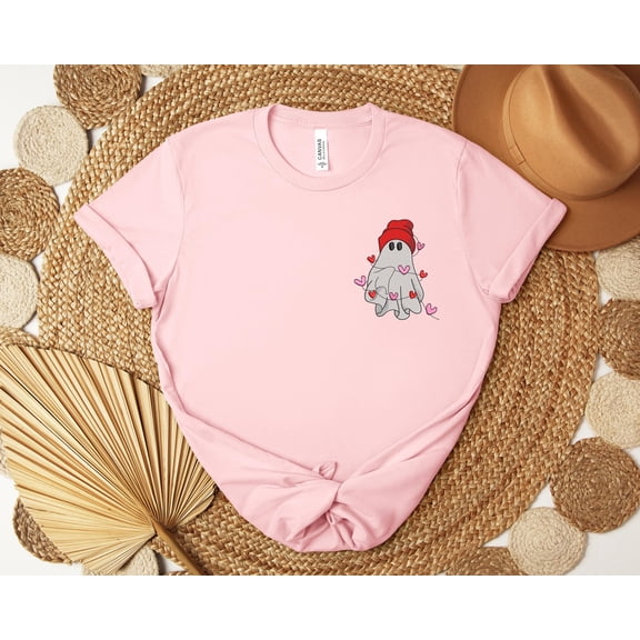 Ghost Embroidered Sweatshirt, Valentine's Day Ghost Embroidered Shirt, Valentine's Day Sweatshirt, Valentine's Day Embroidered Sweatshirt